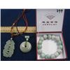 Image 1 : LADIES JADE BRACELET & 2 JADE NECKLACES
