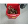 Image 1 : RED BUCKET WITH CHAIN HOIST & CHAIN