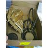 Image 1 : FLAT WITH BASEBALL GLOVE, 2 HOCKEY PUCKS & 3 HORSESHOE HOOKS