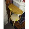 Image 1 : PINE HALF MOON TABLE WITH SMALL STOOL