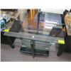 Image 1 : 2 TIER GLASS & WOOD COFFEE TABLE