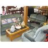 Image 2 : 3 PIECE BLUE RECLINING COUCH, LOVESEAT & CHAIR SET
