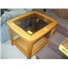 Image 2 : 3 PIECE OAK & GLASS COFFEE & END TABLE SET