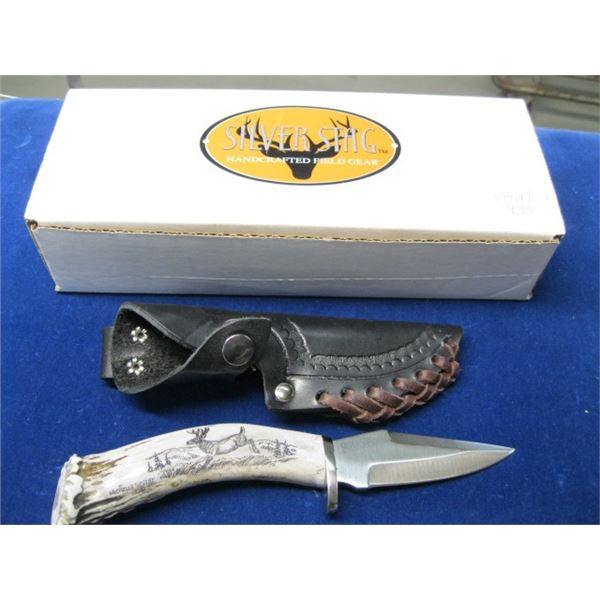 NEW SILVER STAG HAND CRAFTED KNIFE WITH SHEATH