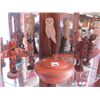 Image 1 : 4 WOOD CARVINGS OF TOTEMS, OWL, MAN & A WOOD LIDDED BOWL