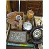 Image 1 : FLAT OF COLLECTIBLES WITH MUSIC BOX, CARVED FIGURINES, ETC.
