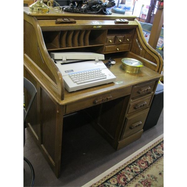 OAK ROLL TOP DESK