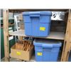 Image 1 : 2 BINS & A BOX OF ASST. HANGERS, WOOD/PLASTIC, ETC.
