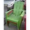 Image 1 : 3 GREEN & 1 RED PLASTIC ADIRONDACK LOOK CHAIRS