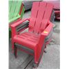 Image 1 : 2 RED & 2 BROWN ADIRONDACK LOOK CHAIRS