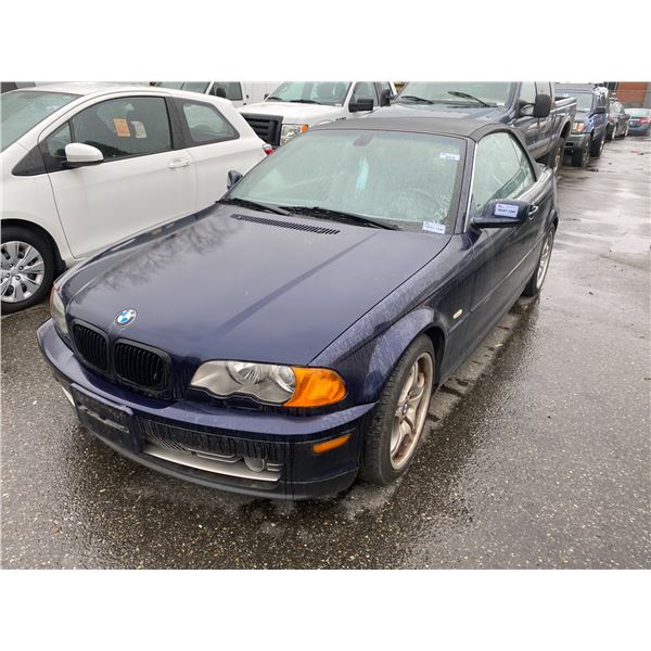 2001 BMW 330 CI, 2DR CONVERTIBLE, BLUE, VIN # WBABS53491JU82796