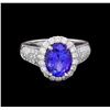 Image 2 : 14KT White Gold 2.88 ctw Tanzanite and Diamond Ring