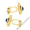 Image 3 : Vintage 14kt Yellow Gold Oval Blue Star Sapphire Florentine Swirl Cuff Links