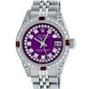 Image 2 : Rolex Ladies Stainless Steel 26MM Purple String Diamond Lugs Datejust Wristwatch