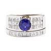 Image 2 : 2.64 ctw Sapphire And Diamond Ring And Attached Band - 18KT White Gold