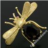 Image 4 : Vintage 14kt Yellow Gold 6.04 ctw Smokey Topaz and Ruby Fly Brooch Pin
