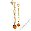 Image 4 : 14kt Yellow Gold Polished and Textured Link Briolette Bead Citrine Dangle Earrin