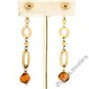 Image 5 : 14kt Yellow Gold Polished and Textured Link Briolette Bead Citrine Dangle Earrin