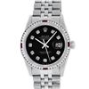 Image 2 : Rolex Mens SS Black Diamond & Ruby Channel Set Diamond Datejust Wristwatch 36MM