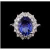 Image 2 : 5.53 ctw Tanzanite and Diamond Ring - 14KT White Gold