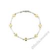 Image 2 : 14kt White and Yellow Gold 0.50 ctw Burnish Diamond Flower and Bar Link Bracelet