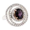 Image 1 : 4.92 ctw Oval Mixed Lavender Spinel And Round Brilliant Cut Diamond Ring - 18KT