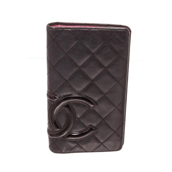 Chanel Black Leather Long Card Wallet