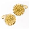 Image 1 : Men's 14k Yellow Gold Sandblast Finish 15.85mm Round Sun Burst Cuff Links