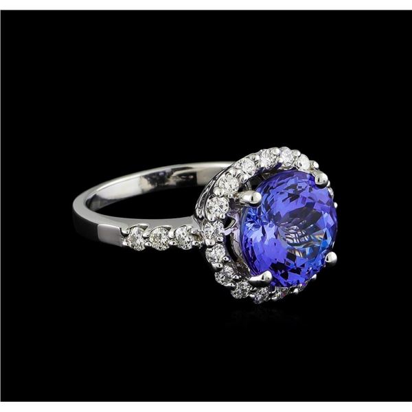 4.34 ctw Tanzanite and Diamond Ring - 14KT White Gold