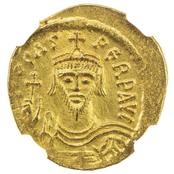 BYZANTINE EMPIRE: Phocas, 602-610, AV solidus (4.43g), Constantinople. NGC AU