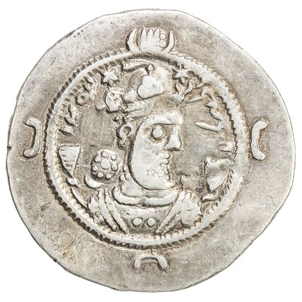 SASANIAN KINGDOM: Varhran VI, 590-591, AR drachm (4.02g), GD (Jayy), year 1. VF