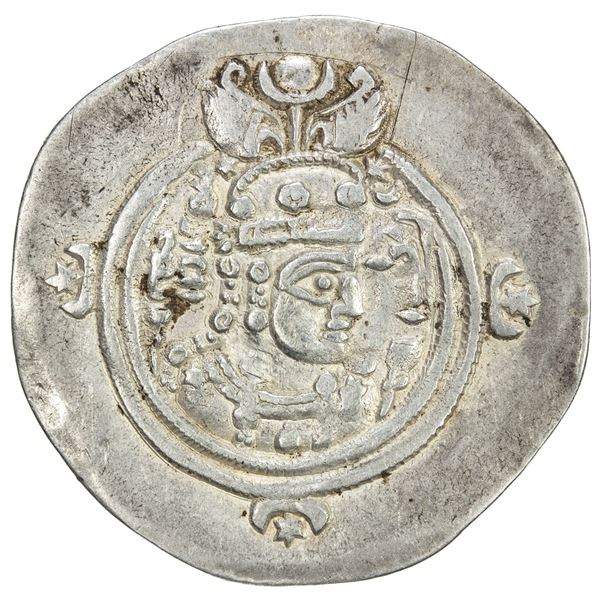 SASANIAN KINGDOM: Queen Boran, 630-631, AR drachm (4.03g), ST (Istakhr), year 2. VF