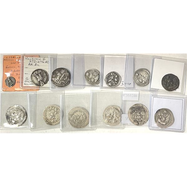 SASANIAN KINGDOM: LOT of 13 silver coins