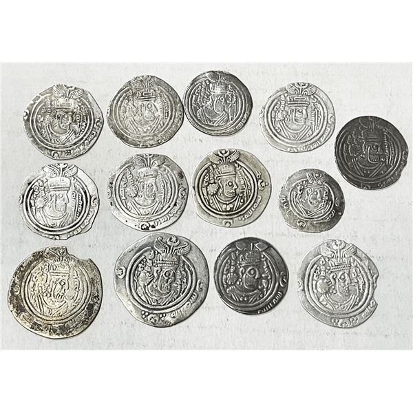 ARAB-SASANIAN: LOT of 13 silver drachms