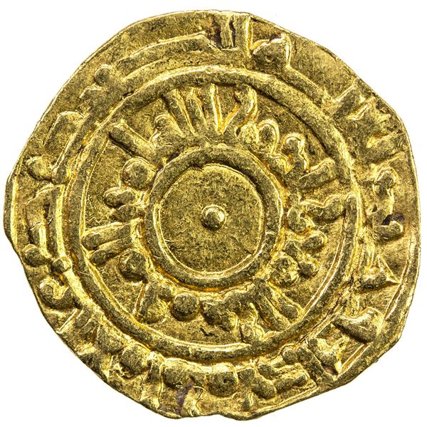 FATIMID: al-Mu'izz, 953-975, AV 1/4 dinar (0.99g), al-Mansuriya, blundered date. VF