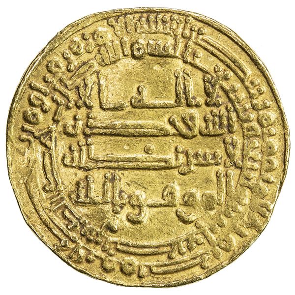 ABBASID OF YEMEN: al-Mu'tamid, 870-892, AV dinar al-mutawwaq (2.87g), San'a, AH274. VF