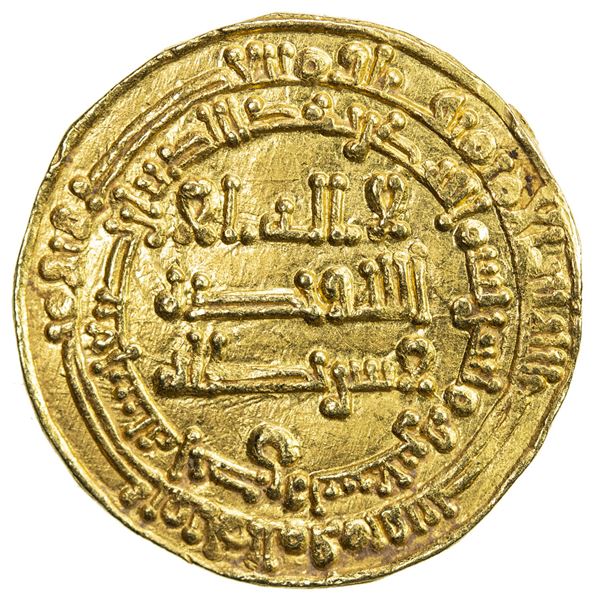 ABBASID OF YEMEN: al-Muktafi, 902-908, AV dinar al-mutawwaq (2.92g), San'a, AH290. VF