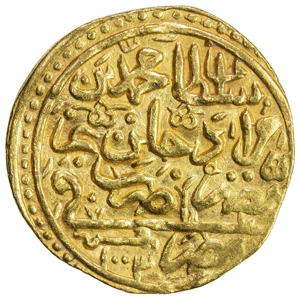 OTTOMAN EMPIRE: Mehmet III, 1595-1603, AV sultani (3.39g), Misr, AH1003. VF-EF