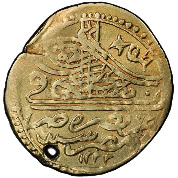 EGYPT: Mustafa IV, 1807-1808, AV zeri mahbub, Misr, AH1222 year 1. PCGS VF
