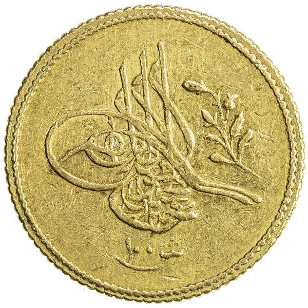 EGYPT: Abdul Mejid, 1839-1861, AV 100 qirsh (8.52g), Misr, AH1255 year 1. EF