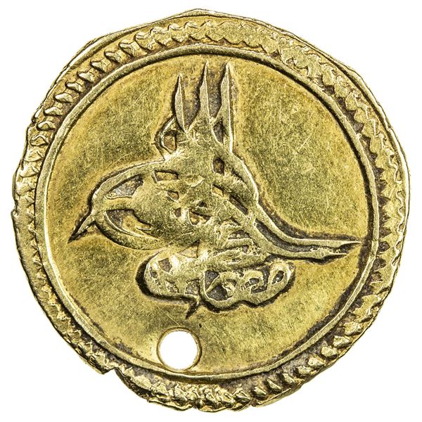 TURKEY: Mustafa IV, 1807-1808, AV sultani (altin) (3.16g), Kostantiniye, AH1222 year 1. VF