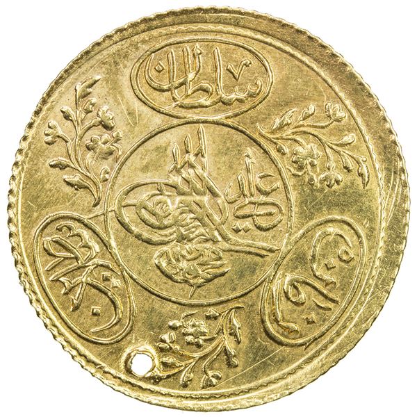 TURKEY: Mahmud II, 1808-1839, AV hayriye (3.52g), Kostantiniye, AH1223 year 21. EF