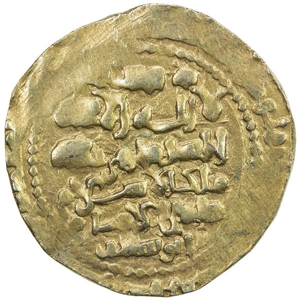 GHAZNAVID: Mas'ud III, 1099-1115, AV dinar (4.51g) (Ghazna), AH(49)2. VF