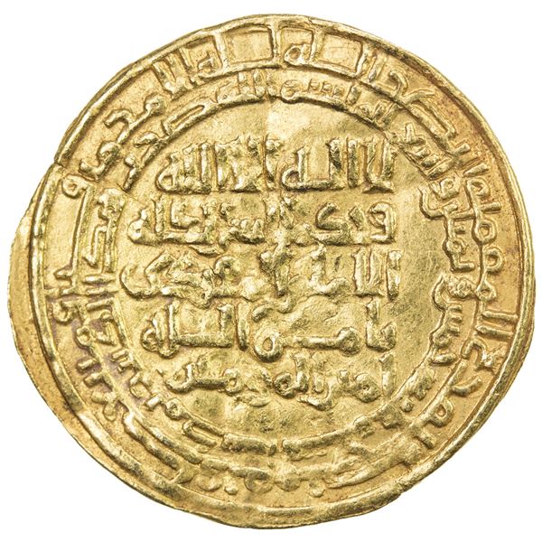 GREAT SELJUQ: Malikshah I, 1072-1092, AV dinar (3.20g), Madinat al-Salam, AH485. VF