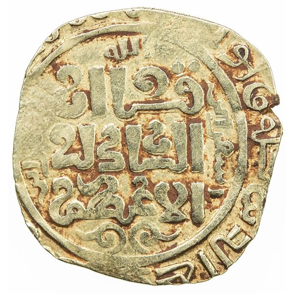 GREAT MONGOLS: Anonymous, ca. 1220s-1240s, AV dinar (4.30g), Isfarayin, DM. VF