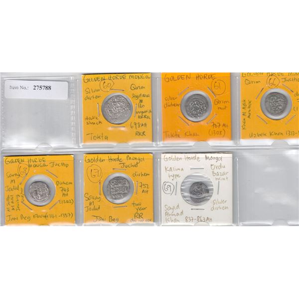 GOLDEN HORDE: LOT of 6 silver dirhams