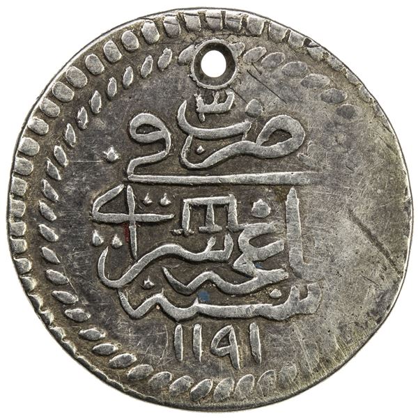 GIRAY KHANS: Shahin Giray, 1777-1783, AR 10 para (3.18g), Baghcha-Saray, AH1191 year 3. VF