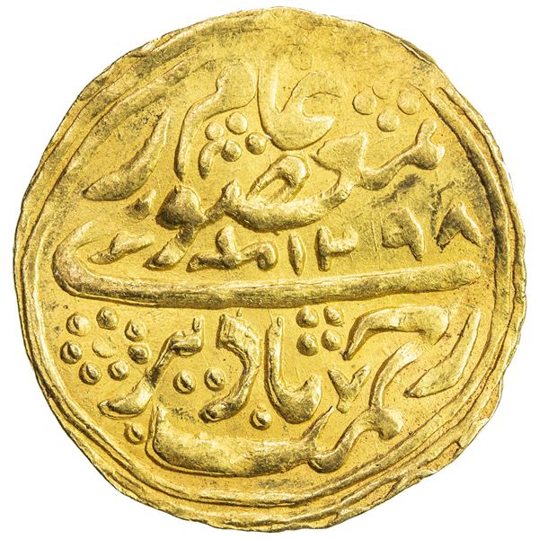 MANGHIT OF BUKHARA: Muzaffar al-Din, 1860-1886, AV tilla (4.66g), Bukhara, AH1298. VF
