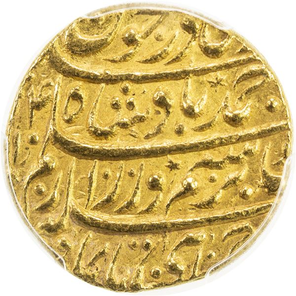 DURRANI: Ahmad Shah, 1747-1772, AV mohur (10.85g), Shahjahanabad (Dehli), AH1174 year 14. PCGS MS63