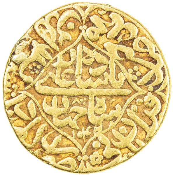 MUGHAL: Shah Jahan I, 1628-1658, AV mohur (10.90g), Akbarabad (Agra), AH1044 year 8. F-VF